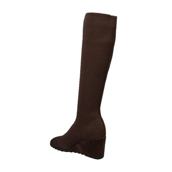 EILEEN FISHER Kasana Tall Wedge Stretch Knit Socks BOOTS 8.5 Chocolate Brown NEW - Picture 5 of 15